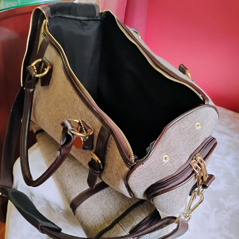 Stylish Tan and Brown Pet Carrier